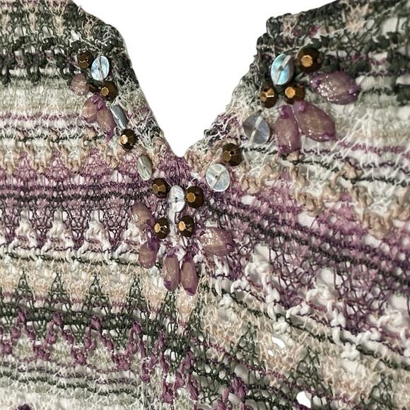 NWT Alfred Dunner Crochet Top Short Sleeve Shirt Palm Desert Purple Size Large - Picture 2 of 9